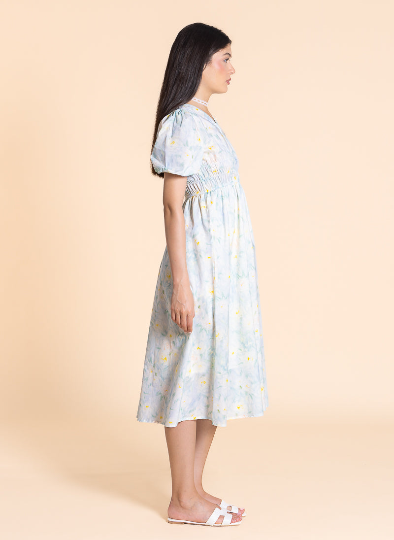 DETAILED FLORAL MIDI DRESS