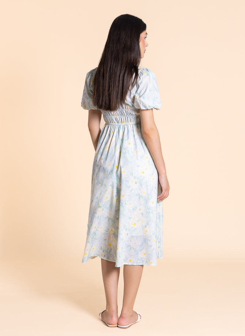 DETAILED FLORAL MIDI DRESS