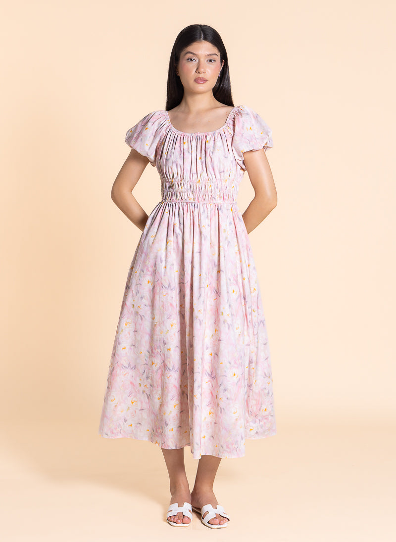 FLORAL PRINTED MIDI DRESS