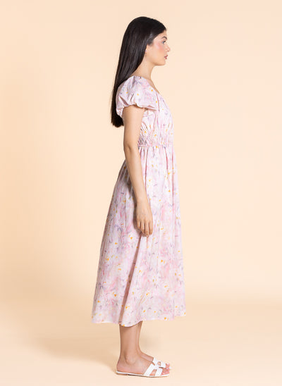 FLORAL PRINTED MIDI DRESS
