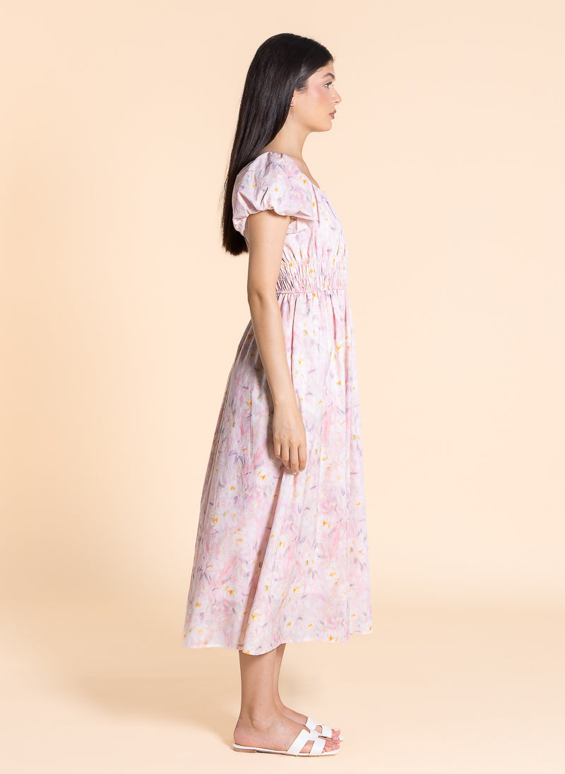 FLORAL PRINTED MIDI DRESS