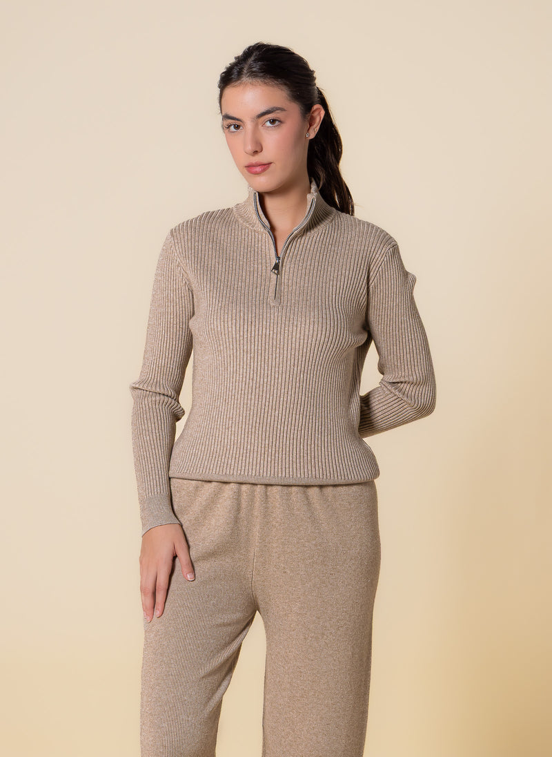 QUATER ZIP SWEATER SET