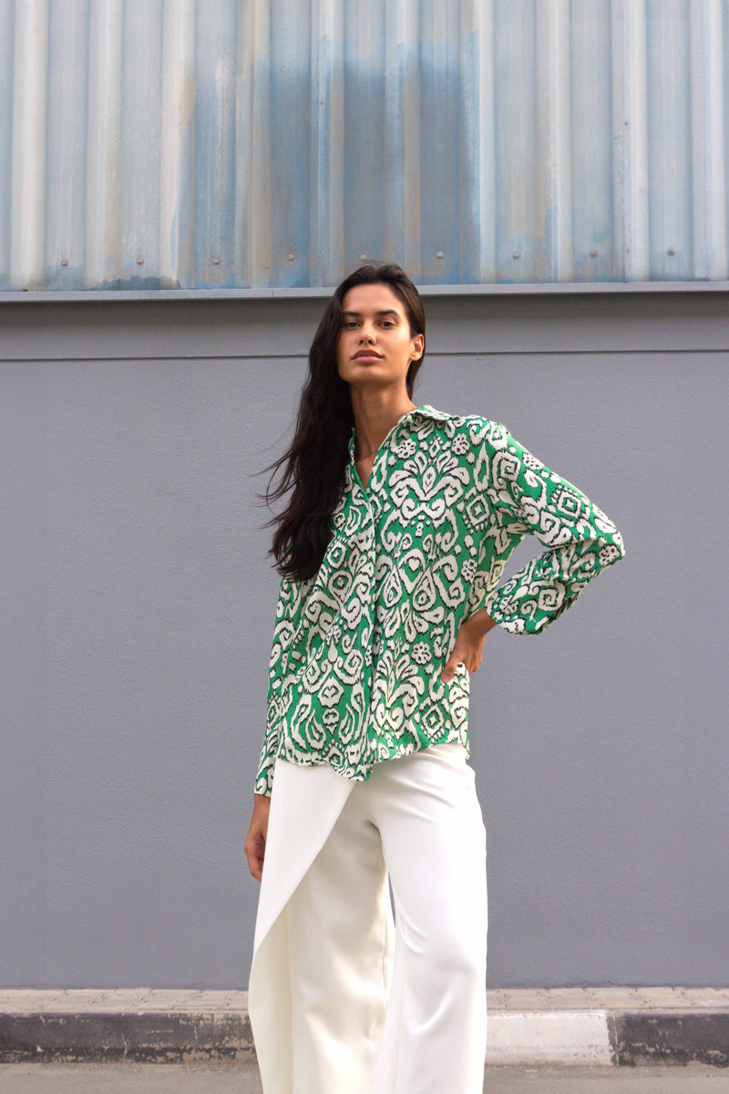 PRINTED SATIN SHIRT