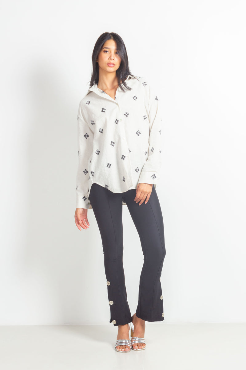 EMBROIDERED LINEN BLEND SHIRT