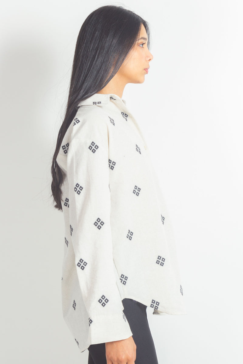 EMBROIDERED LINEN BLEND SHIRT