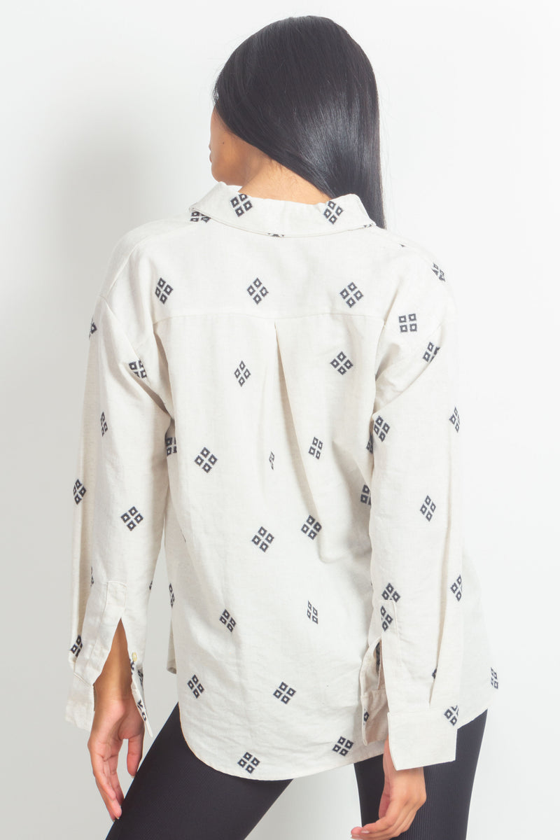 EMBROIDERED LINEN BLEND SHIRT